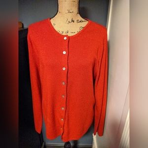 ☃️ Women's Red Sparkle Button Down Cardigan